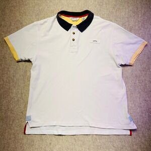 Orvis White ColorBlock Mens Classic Polo Shirt Short Sleeve Logo Detail Size M